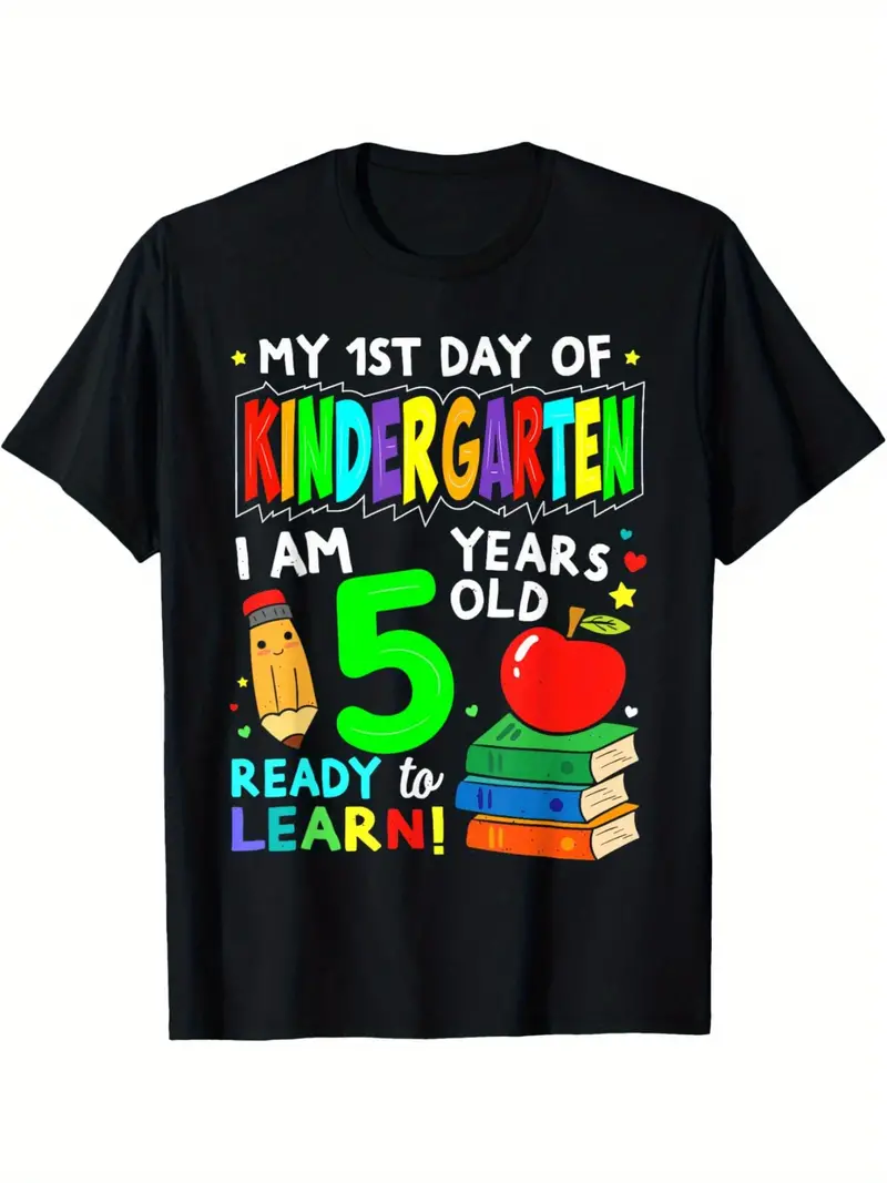 My First Day Of kindergarten 1st Day Of School T-Shirt Short Sleeve Shirts for Kids Cotton Tee