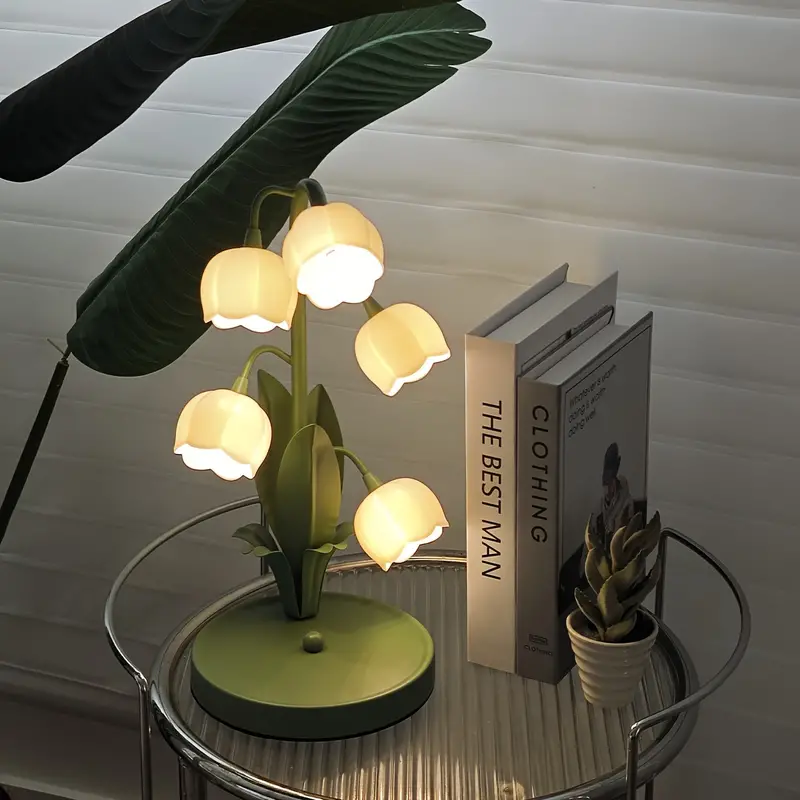 1pc Retro Bedside Lamp, Flower Table Lamp, Living Room, Bedside Table Lamp, Home Decoration Lamp